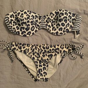 Splendid white leopard bikini  L top/ Sm bottoms
